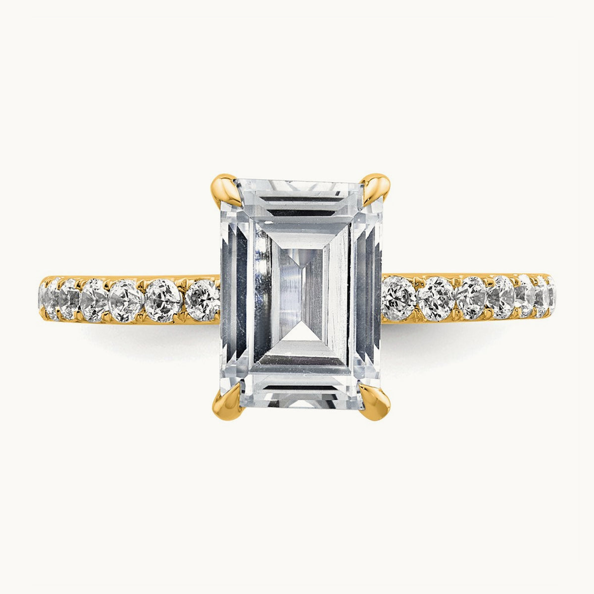 Emerald Solitaire Engagement Ring, 1.25-2.25 ct tw Lab-Grown Diamond — 14K Yellow Gold