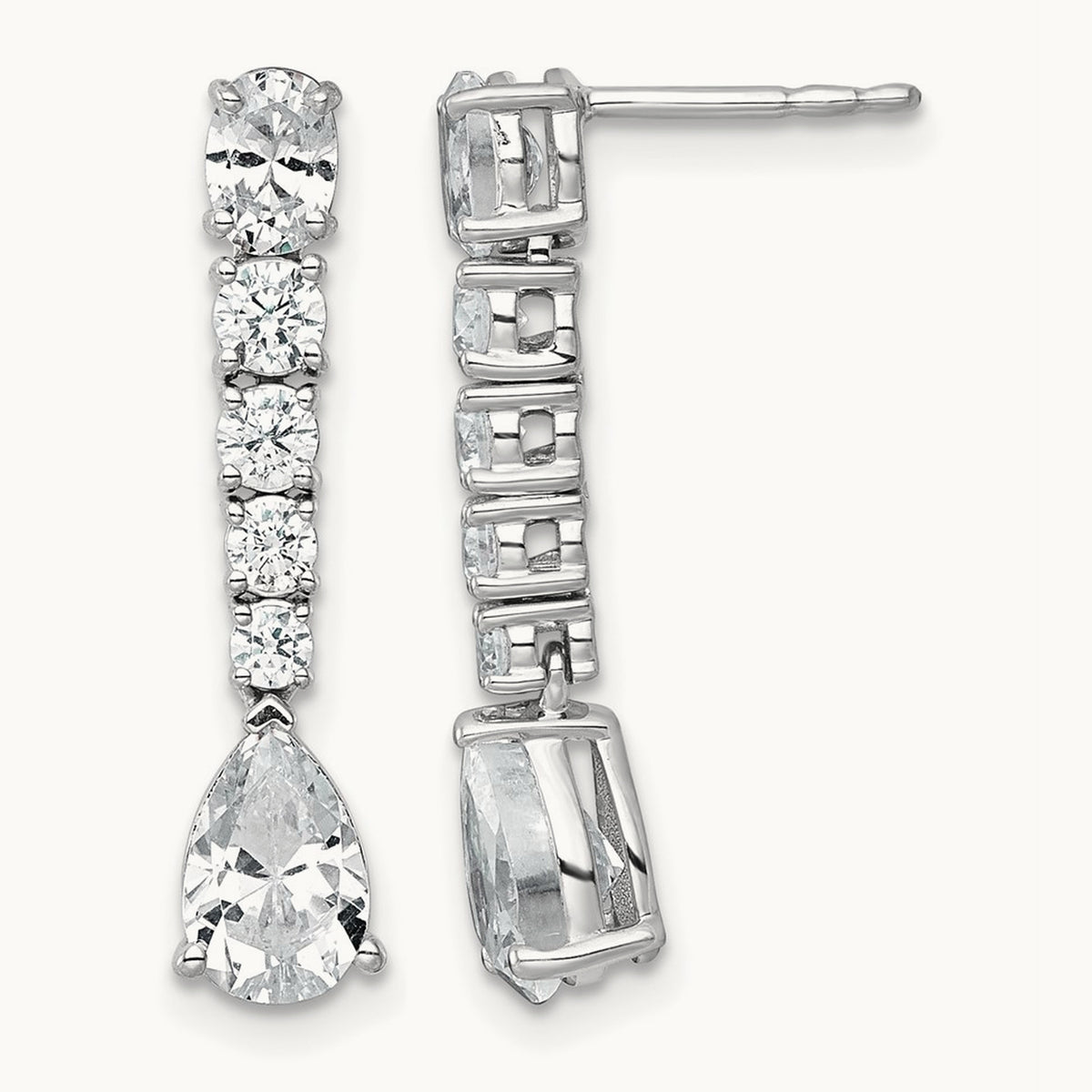 Fashion Dangle Post Earrings, 2.50 ct tw Lab-Grown Diamond — 14K White Gold
