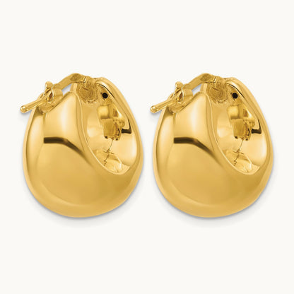 Polished Hollow Puff Hoop Earrings, 14K — Leslie's