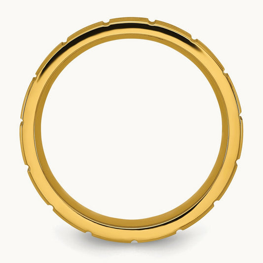 Polished Yellow IP-plated Grooved Band, 6mm, Titanium