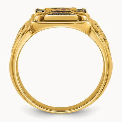 IBGoodman Men's Textured w/ Enamel Knights Templar Masonic Ring, 14K