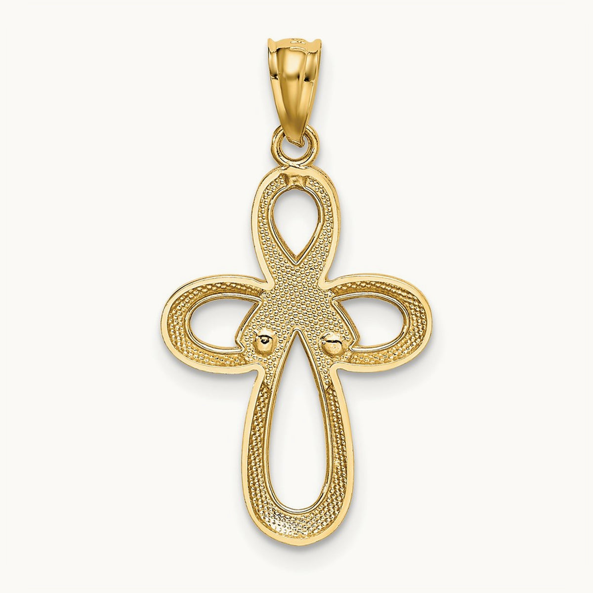 Polished Ribbon Cross Pendant — 14K Two-Tone Gold