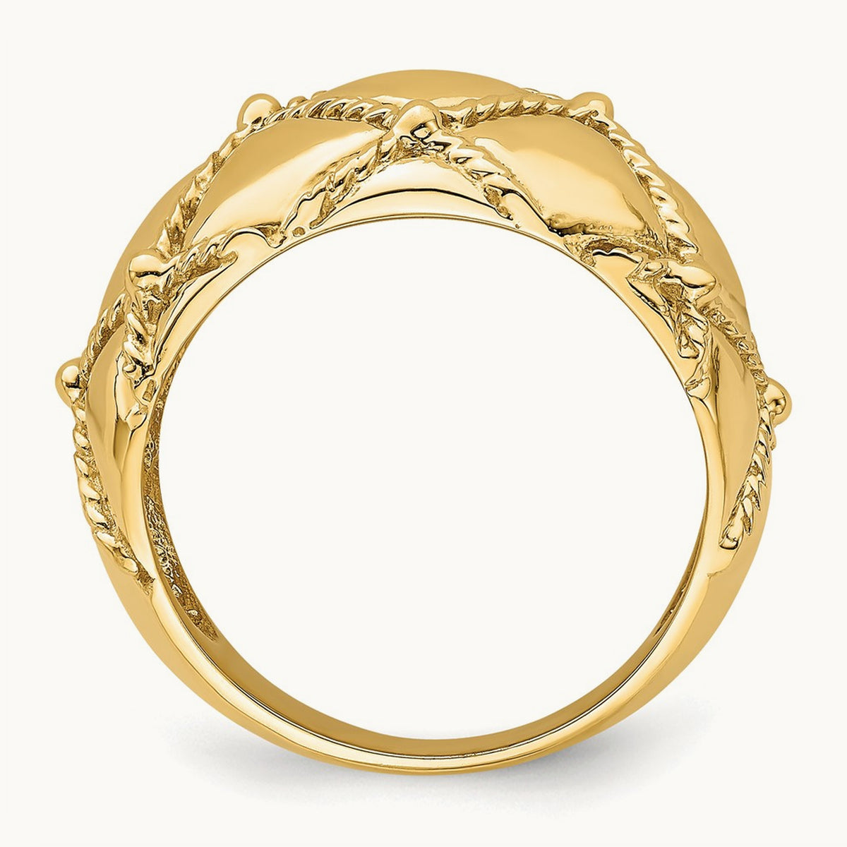 Quilted Rope Solid Dome Ring, 14K