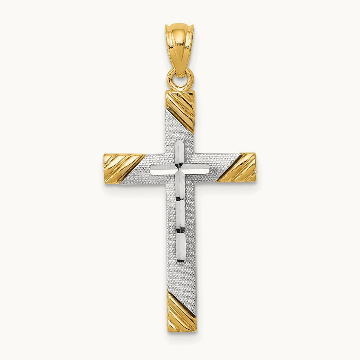 w/Rhodium Cross Pendant, 14K