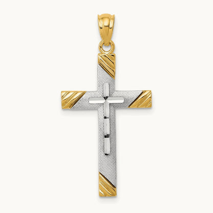 w/Rhodium Cross Pendant, 14K