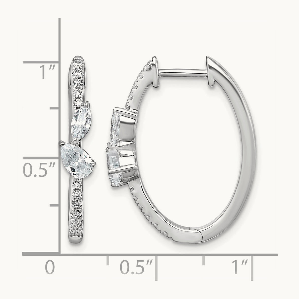 Hinged Hoop Earrings, 1.00 ct tw Lab-Grown Diamond — 14K White Gold