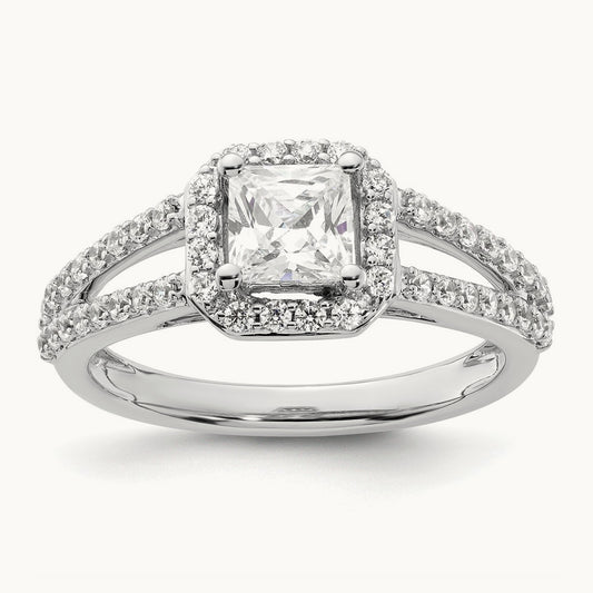 Princess Semi-Mount Halo Engagement Ring, 0.50 ct tw