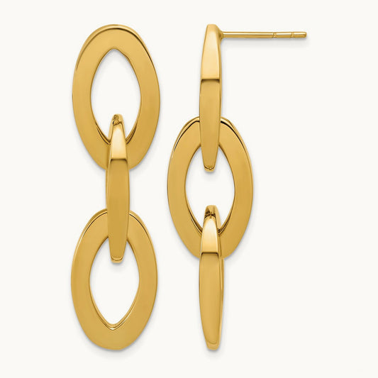 Polished Fancy Link Dangle Post Earrings — Leslie's — photo set