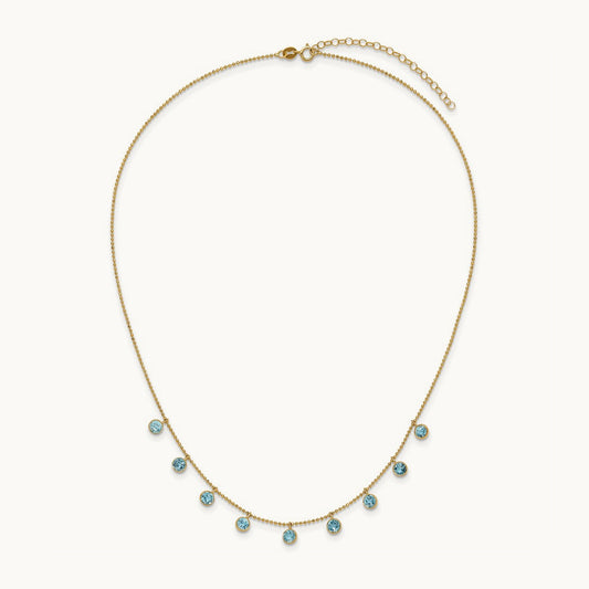 Blue Topaz w/2in ext. Necklace, 14K