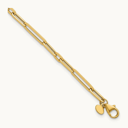 Polished 7.5in Paperclip Link Bracelet, 14K