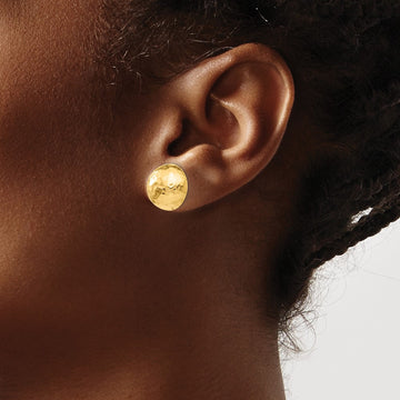 Hammered Half Ball Post Earrings — 13mm