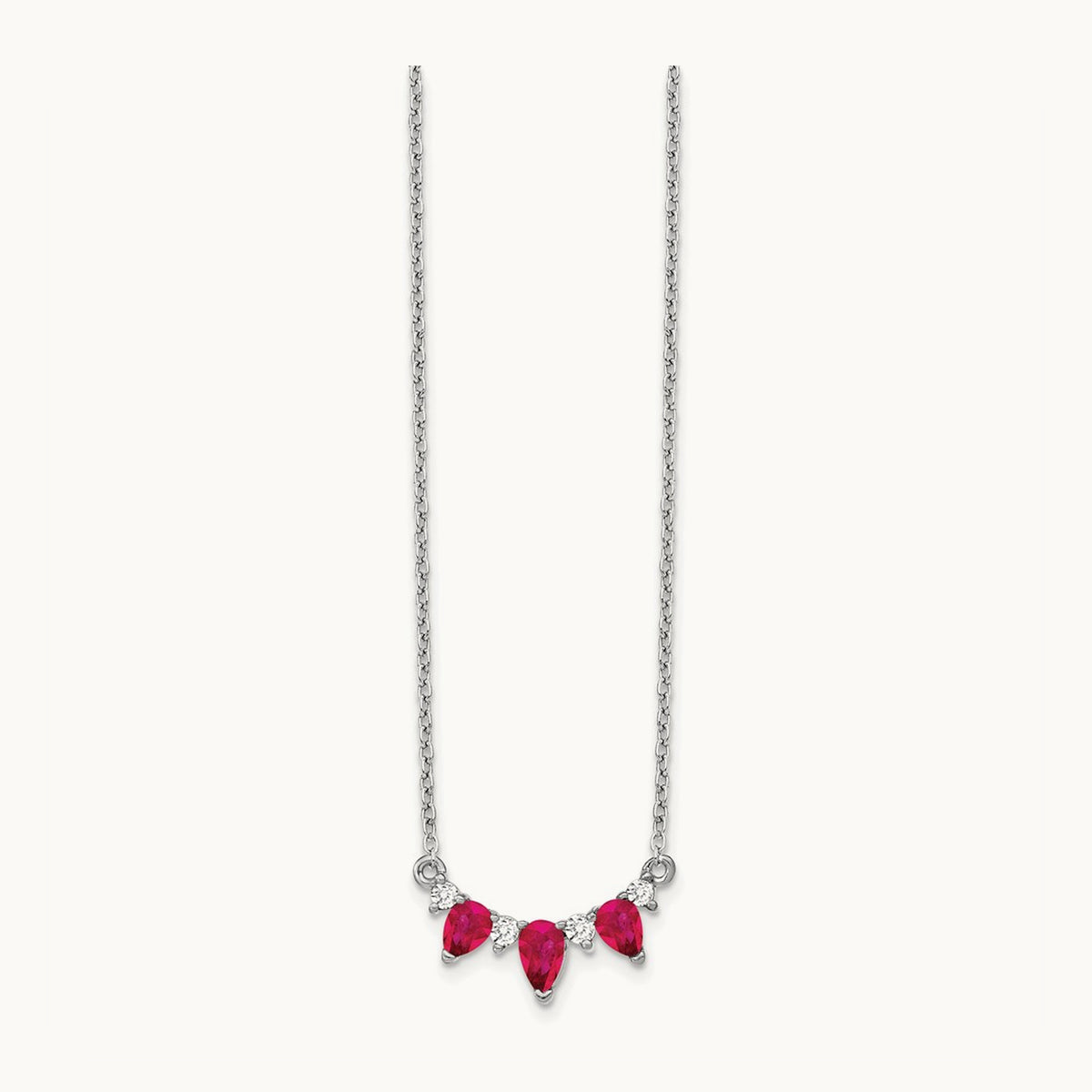 Created Ruby Necklace, 0.10 ct tw Lab-Grown Diamond