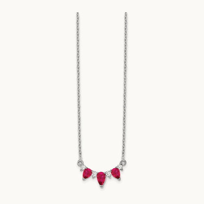 Created Ruby Necklace, 0.10 ct tw Lab-Grown Diamond