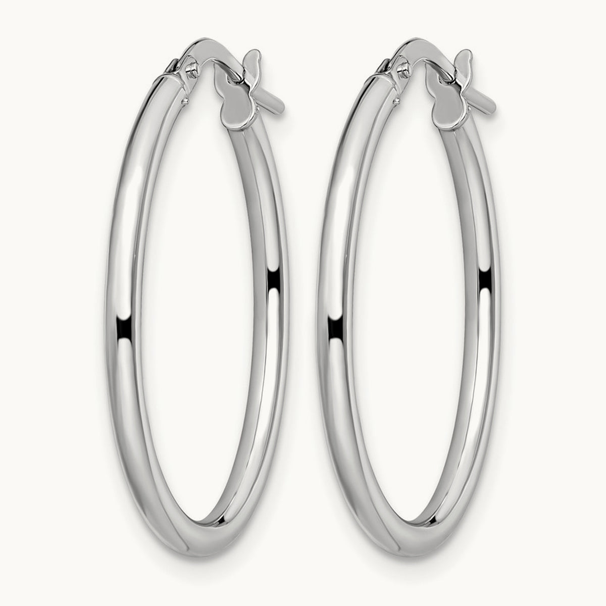 Polished Oval Hinged Hoop Earrings — Leslie's — 10K White Gold, 17mm