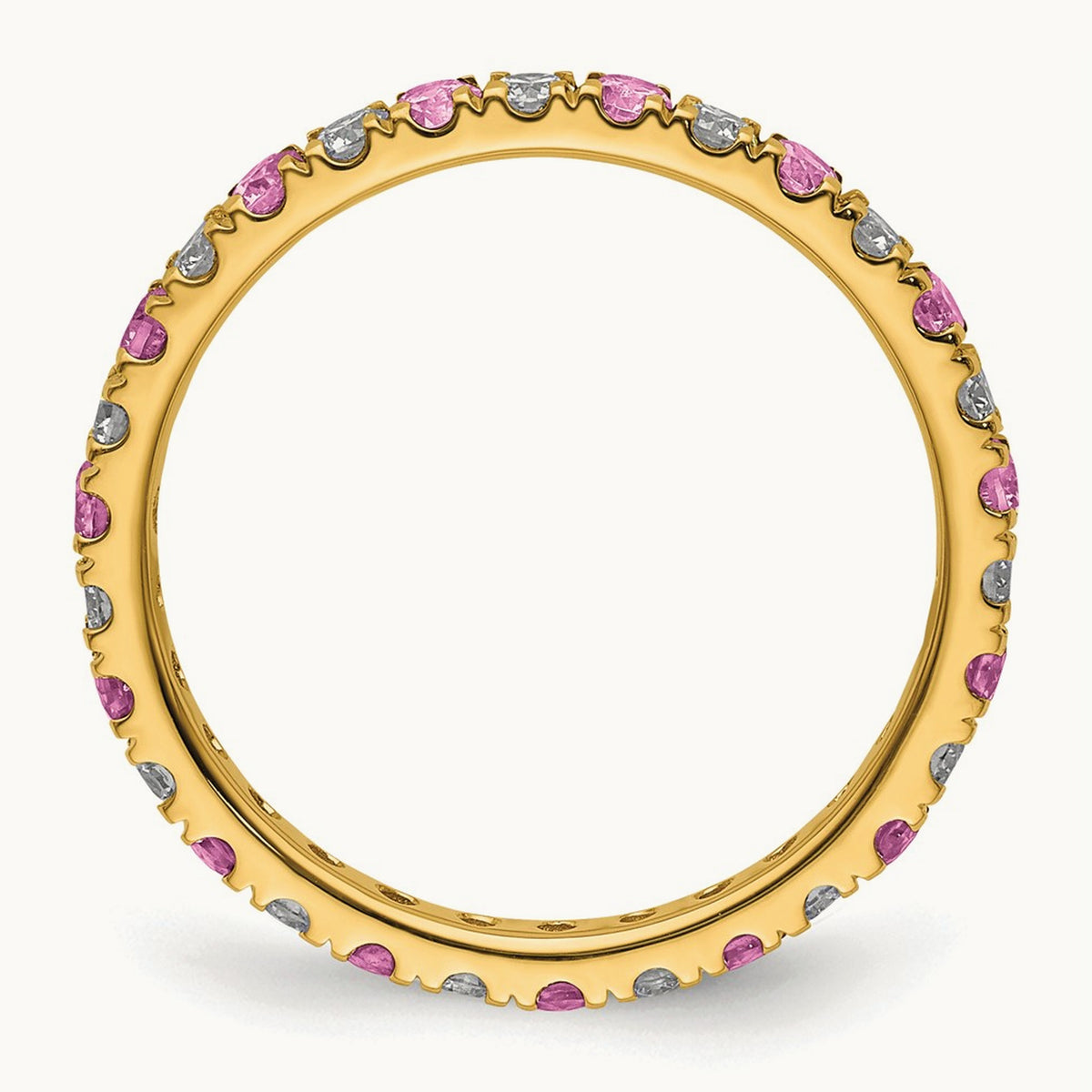 Created Pink Sapphire Eternity Band — 14K Yellow Gold, 2.25 mm