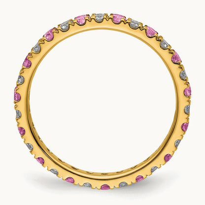 Created Pink Sapphire Eternity Band — 14K Yellow Gold, 2.25 mm