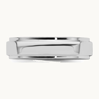 Sterling Silver Rhodium-plated 5mm Flat w/ Step Edge Band