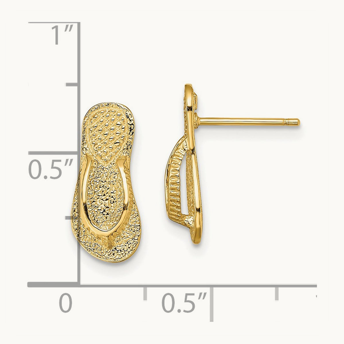 Large Flip-Flop Post Earrings, 14K