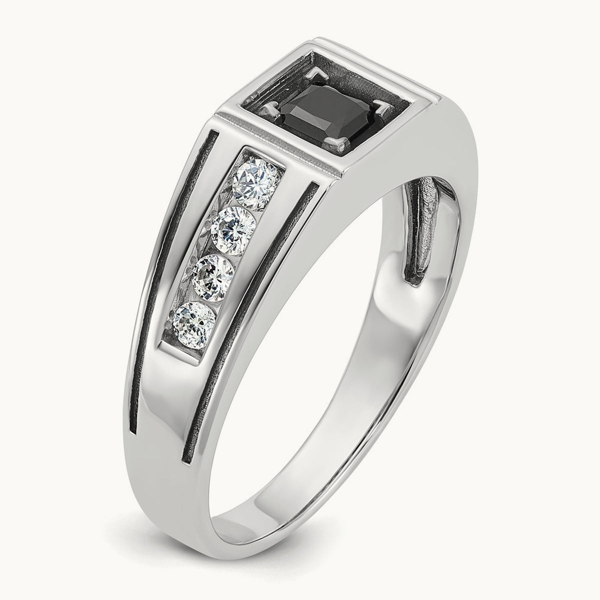 w/Blk RH IBGoodman Black/White Diamond Complete Ring, 14K White Gold