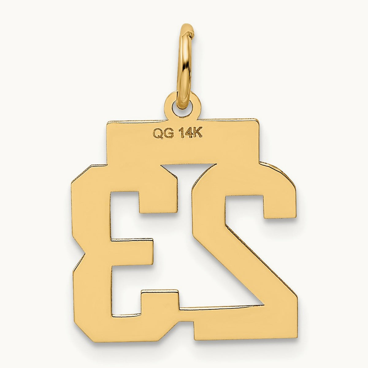 Small Polished Number 23 Charm, 14K