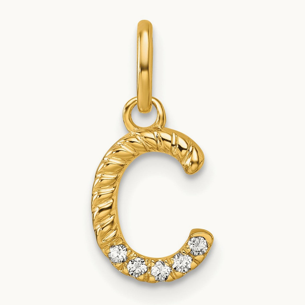 Twisted with Diamond Charm — 14K Yellow Gold, C