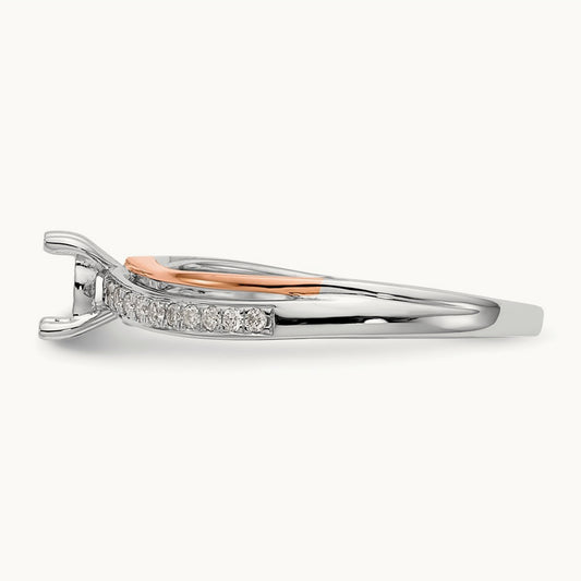 Peg Set Semi-Mount Bypass Engagement Ring — 14K Two-Tone, VS/SI (Great), 7