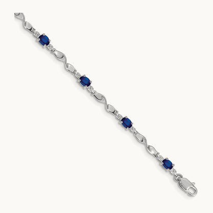 Diamond and Sapphire Bracelet, 14K White Gold