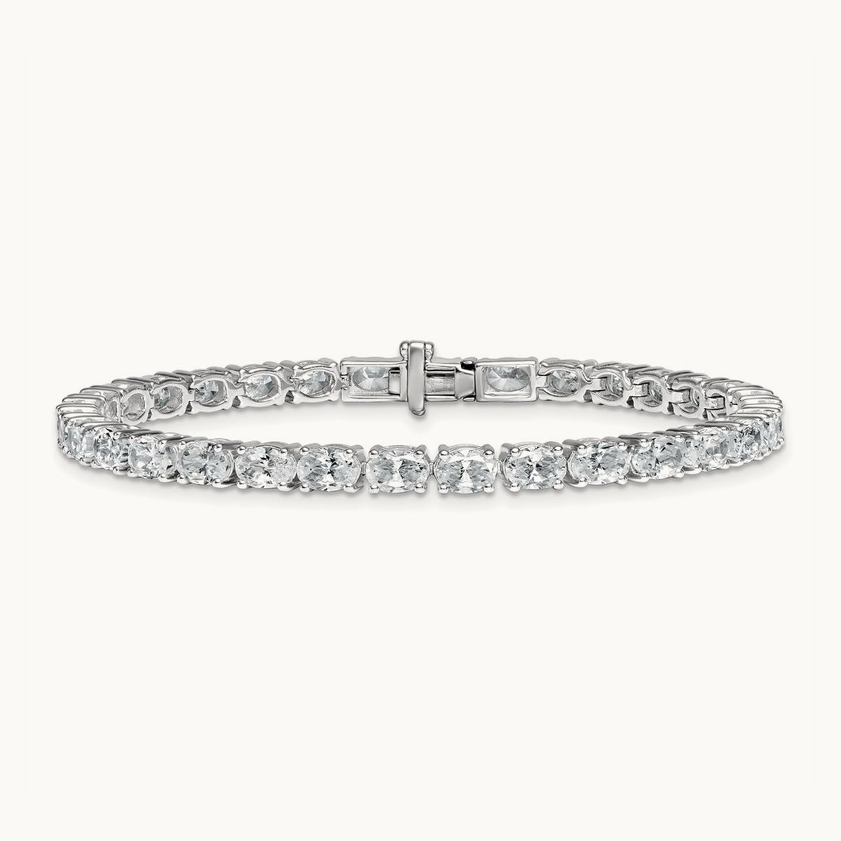 Oval Tennis Bracelet, 9.75 ct tw Lab-Grown Diamond — 14K White Gold