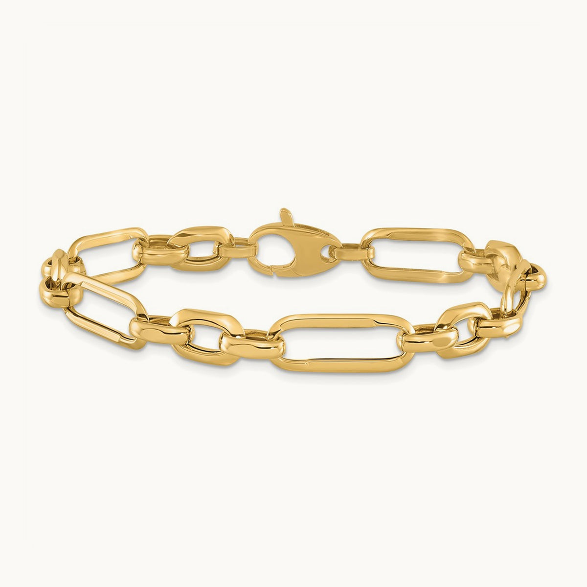 Polished Fancy Link Bracelet, 14K