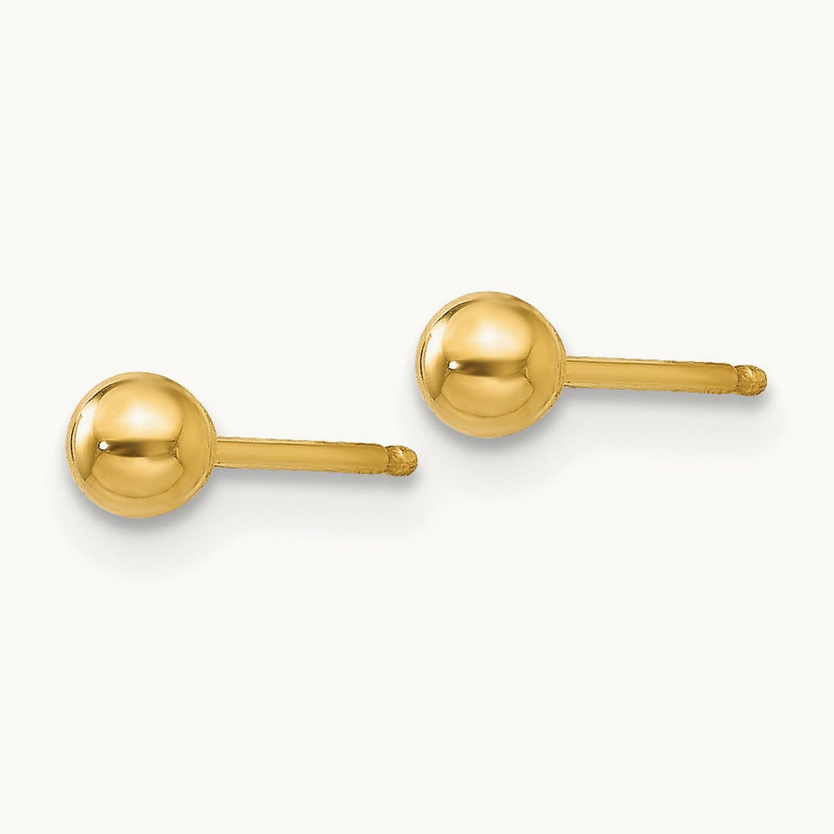 Polished Ball Post Earrings — 14K Yellow Gold, 3mm