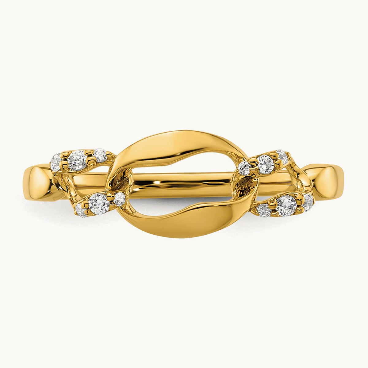 Polished Diamond Wavy Oval Fashion Ring, 14K