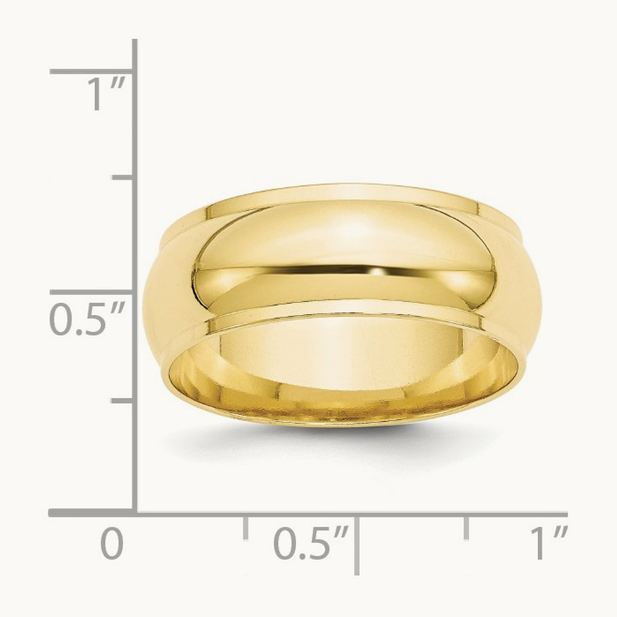 Half Round with Edge Band, 8mm, 10K Yellow Gold