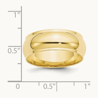 Half Round with Edge Band, 8mm, 10K Yellow Gold