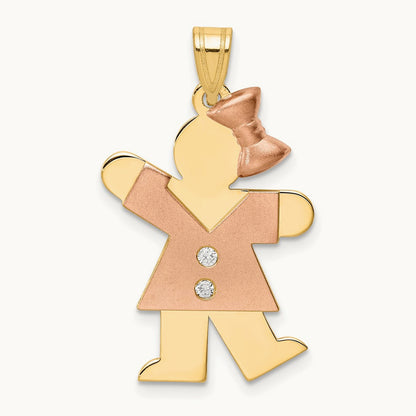AA Diamond Kid Pendant, 14K Two-tone
