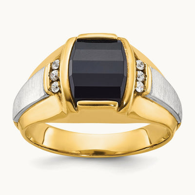 Men's Satin Onyx and Diamond Complete Ring — IBGoodman — photo set