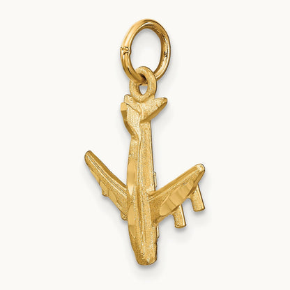 3-D Airplane Charm — 14K Yellow Gold