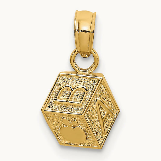 Baby Block Charm, 14K