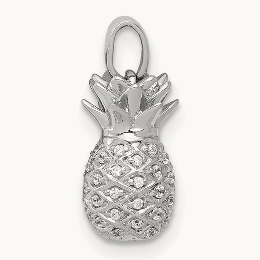 Diamond Pineapple Pendant, 14K White Gold