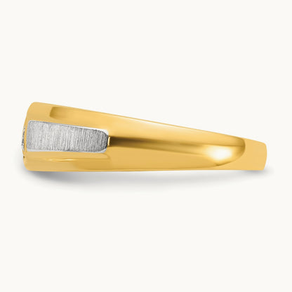 IBGoodman Men's Polished and Satin Diamond Complete Ring, 14K Two-tone