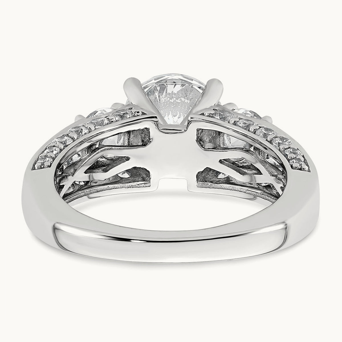 Round 3 Stone Engagement Ring, 3.75 ct tw Lab-Grown Diamond — 14K White Gold