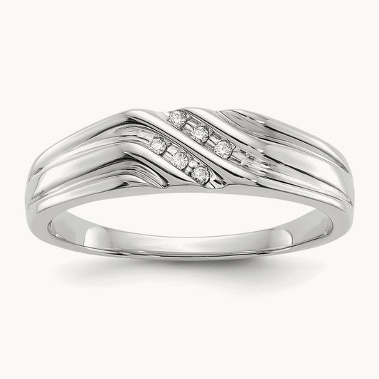 Diamond Mens Ring, 14K White Gold