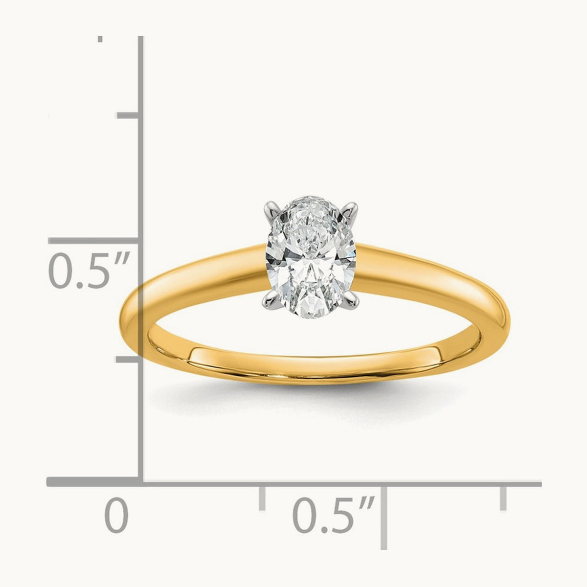 Oval Solitaire Engagement Ring, 0.50-5.00 ct tw Lab-Grown Diamond — 1/2 ct, 14K Two-Tone