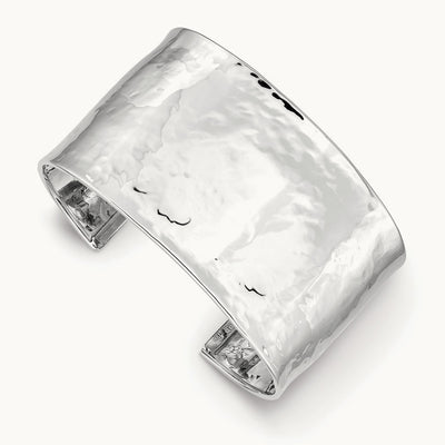 WG Hammered Polished Cuff Bangle, 37mm, 14K