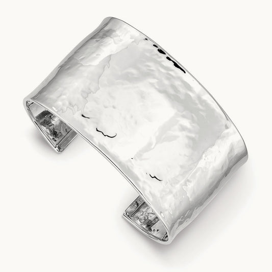 WG Hammered Polished Cuff Bangle, 37mm, 14K