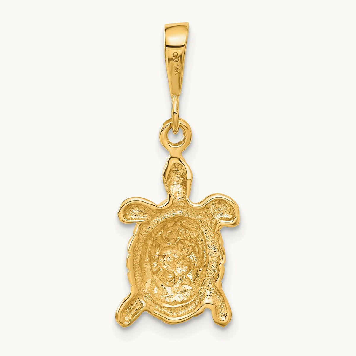 Solid Polished Open-Backed Sea Turtle Charm, 14K