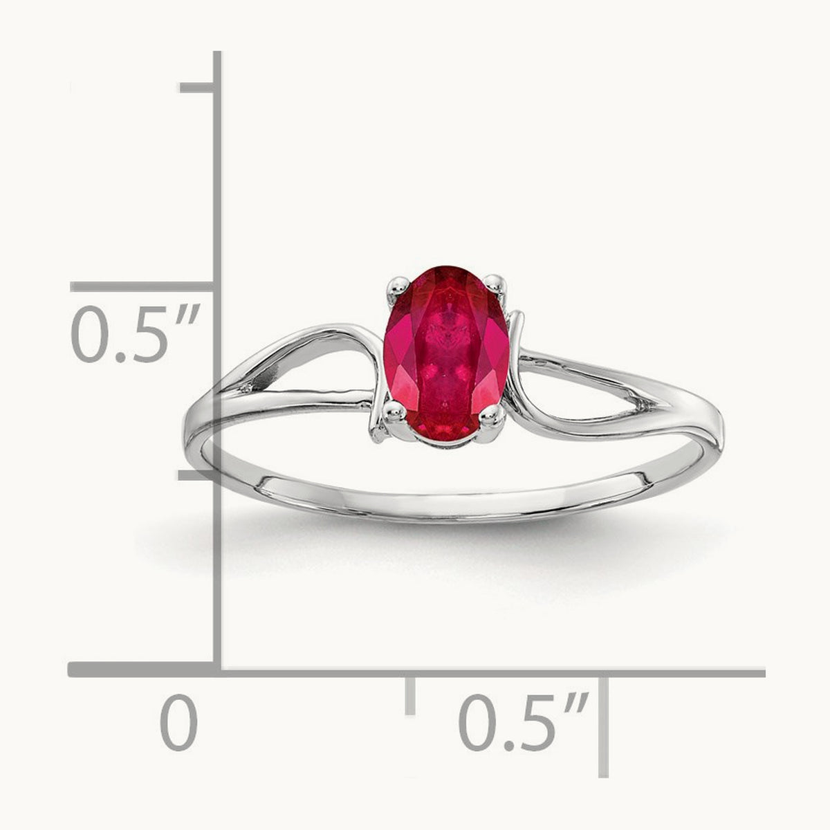 6x4mm Oval Ruby ring, 14K White Gold