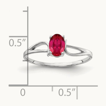 6x4mm Oval Ruby ring, 14K White Gold