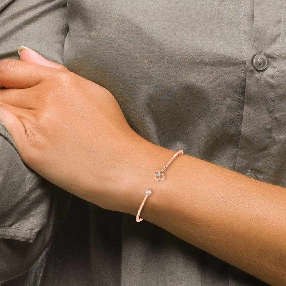 Floral Flexible Bangle, 0.15 ct tw Lab-Grown Diamond — 14K Rose Gold