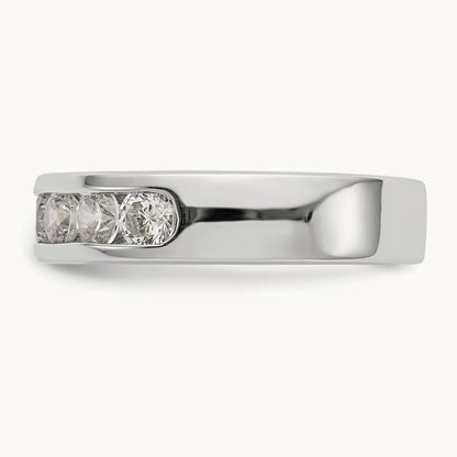 7-Stone Diamond Channel Band, 14K White Gold