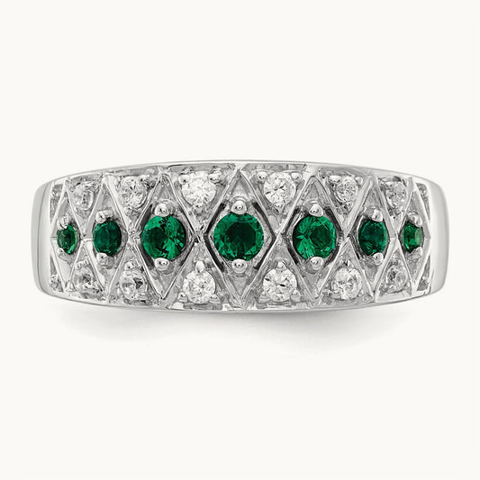 Created Emerald Fancy Ring, 0.20 ct tw Lab-Grown Diamond